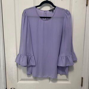 Express Lavender Ruffle Sleeve Blouse